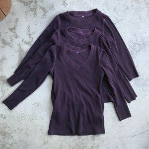 Burgundy Waffle Knit Tops, Lot of 3